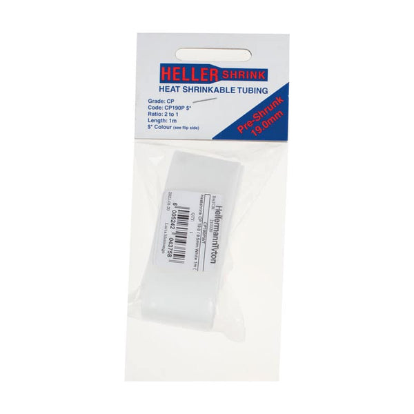 Heller Shrink CP190P White Heat Shrink Tubing 19mm 2:1 Ratio 1m - Insulated Electrical Wire Protection