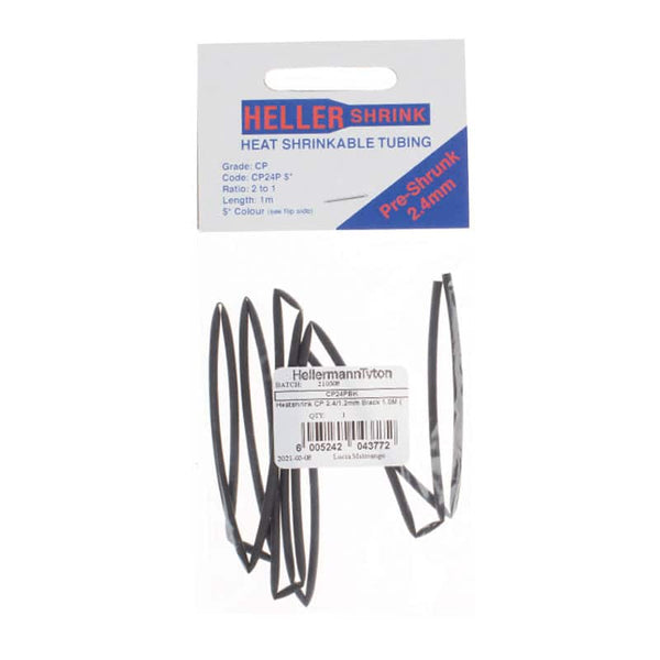 Heller Heat Shrink Tubing CP24P, Black, 2.4/1.2mm, 1M - Electrical Insulation