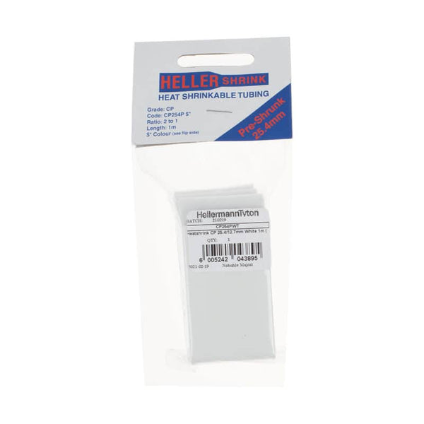 HellermannTyton CP254PWT Heat Shrink Tubing 25.4/12.7mm White 1m - Electrical Insulation, Wire Protection