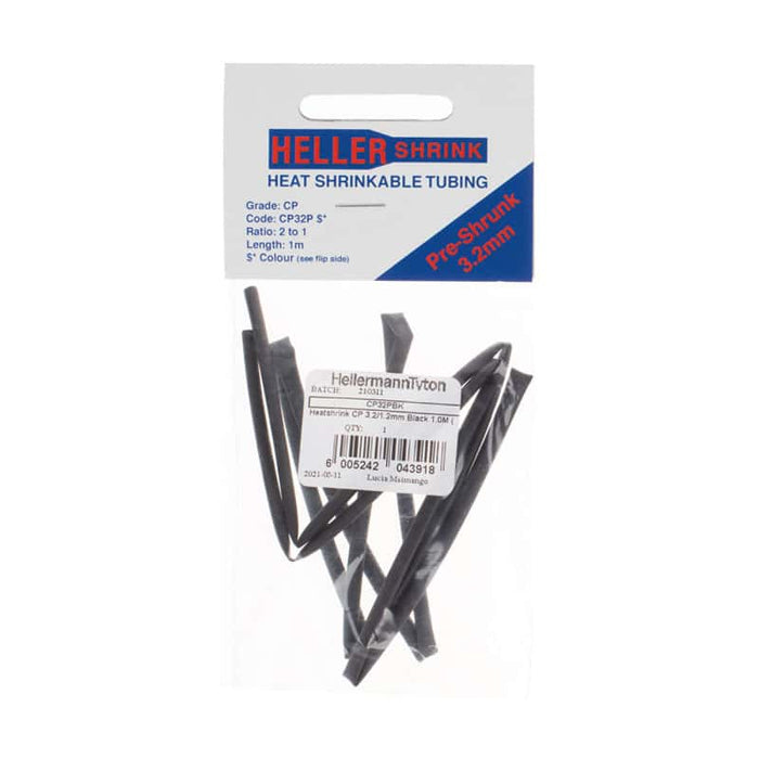HELLER SHRINK CP32P S Heat Shrink Tubing - Pre-Shrunk 3.2mm