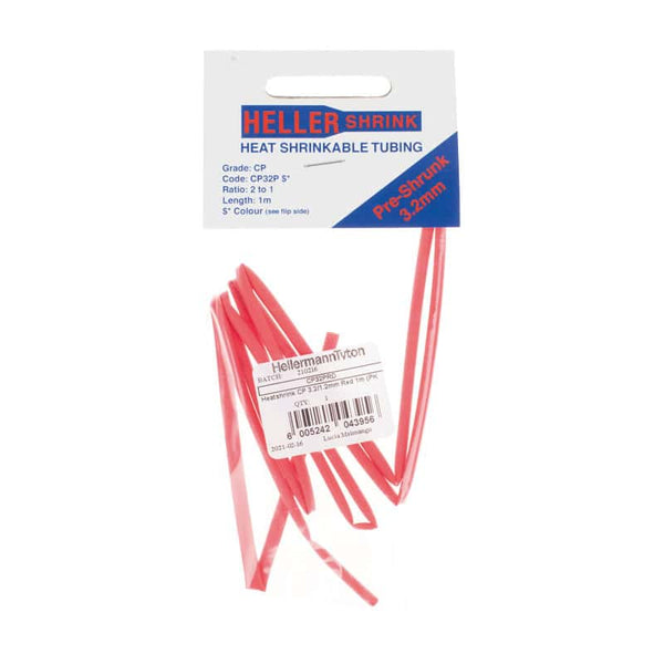 HELLER SHRINK Red Heat Shrink Tubing 3.2/1.2mm - 1m Length Heat Shrinkable Tubing