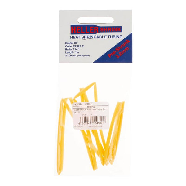 Heller Heatshrink Tubing Yellow 3.2mm/1.2mm CP32PYL - Electrical Insulation