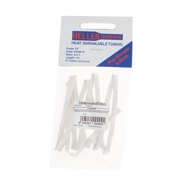 HellermannTyton White Heat Shrink Tubing 4.8/2.4mm - Electrical Insulation, Cable Management