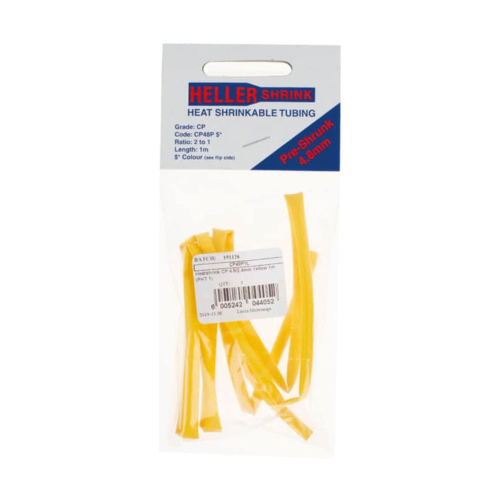 Heller Shrink Yellow Heatshrink Tubing 4.8mm Electrical Wire Insulation 1m CP48P
