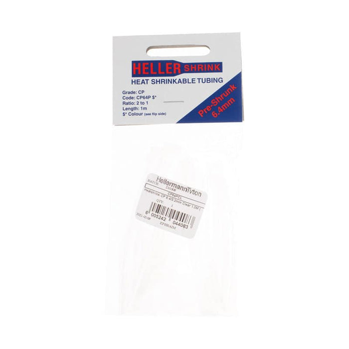 Heller Shrink CP64P 6.4mm Heat Shrink Tubing, 1m Length, Clear | HellermannTyton