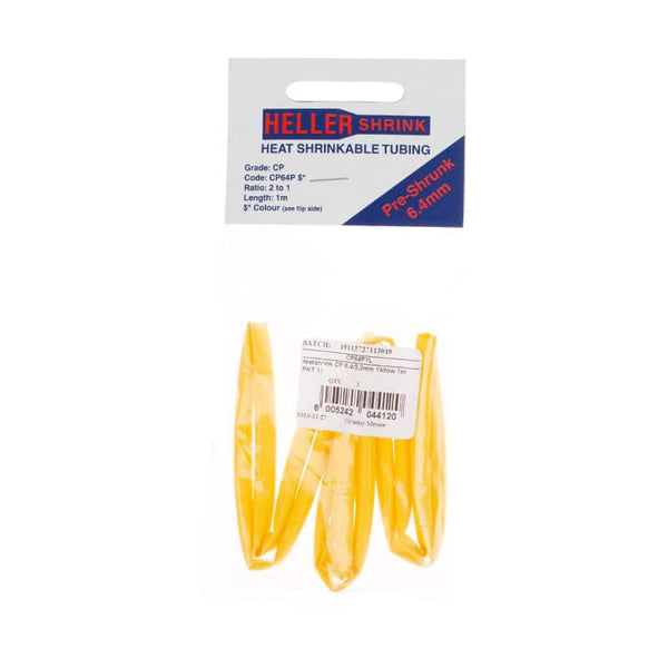 Heller Shrink Heat Shrink Tubing - Yellow, 6.4mm Diameter - Electrical Insulation