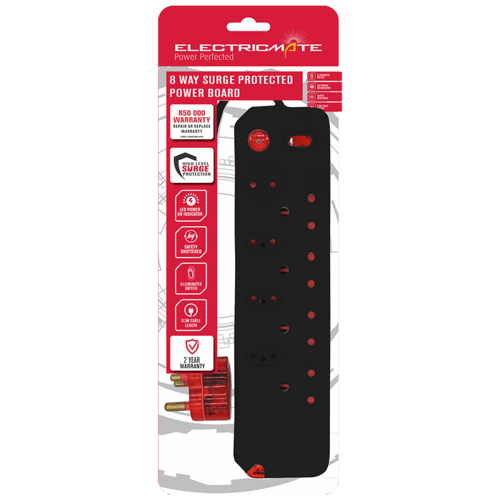 CRE025SBLK - MULTIPLUG 12WAY SURGE BLACK E/MATE