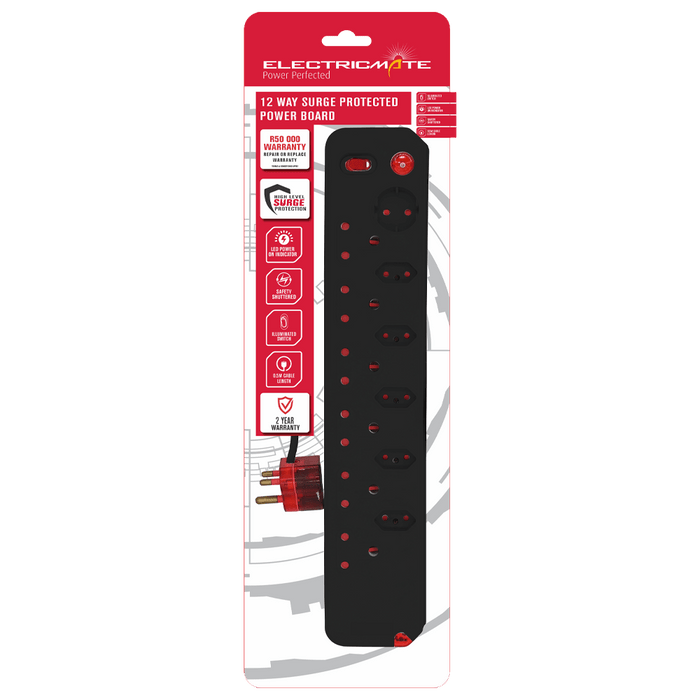 Multiplug 12 Way S/Switch Surge Black Cre028 Sblk