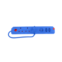 CRE034BL Multiplug: 6 Way (3x16A, 2x5A, 1 Schuko) Blue Power Strip with Overload Protection & Single Switch - Chavda.com