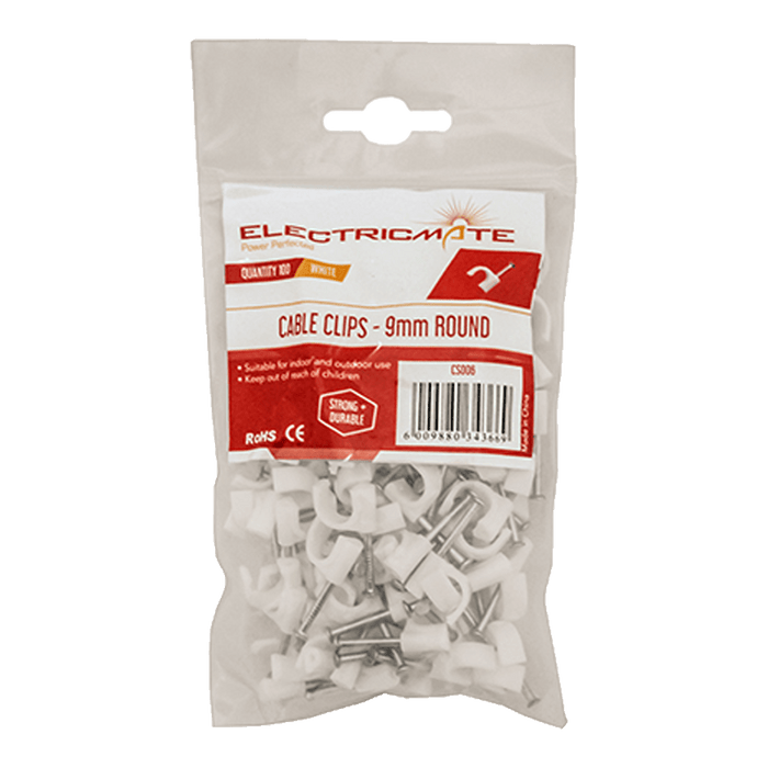 CS006 - CABLE SADDLE ROUND  9MM P/100  E/MATE