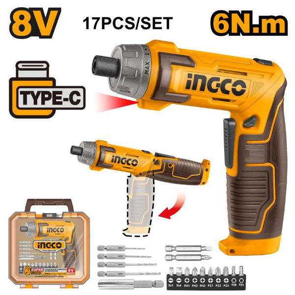 Ingco 8V Lithium-Ion Cordless Screwdriver CSDLI08025