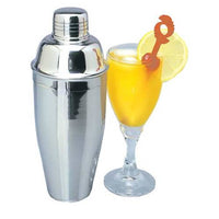 Stainless Steel Cocktail Shaker with Cocktail Drink and Lemon Garnish | Professional Barware