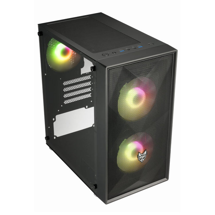 FSP CST130A Micro-ATX Gaming PC Case - Black with RGB Fans, Mesh Front Panel, USB 3.0 Ports. Compact PC Build