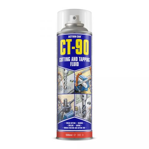 Action Can CT-90 Cutting and Tapping Fluid. Metalworking lubricant for drilling, tapping, and cutting. 500ml can