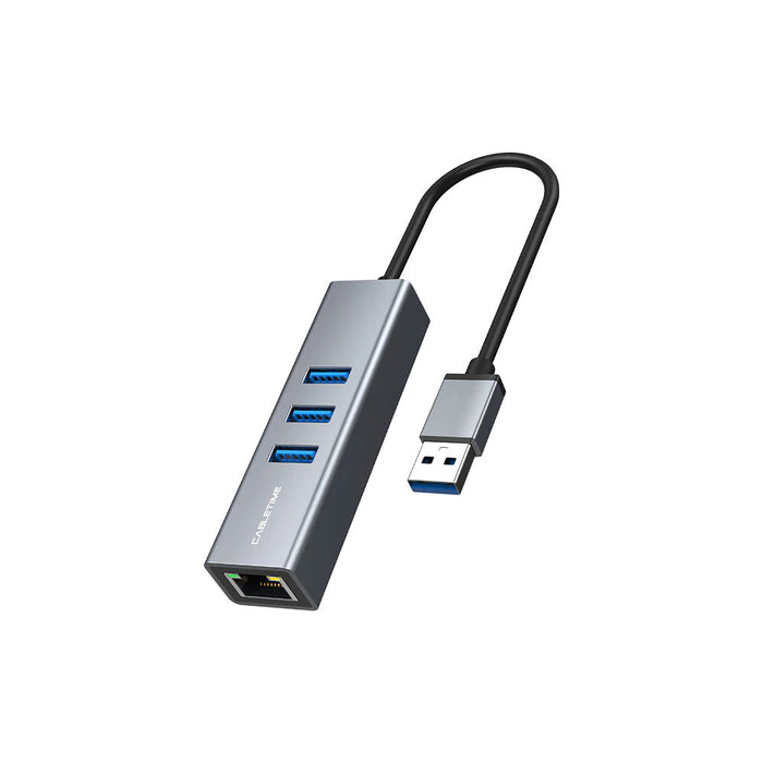 CABLETIME CB55G 3-PORT USB3.0 HUB WITH GIGABIT ETHERNET ADAPTER (CT-AMLU3-AG) - CT-AMLU3-AG