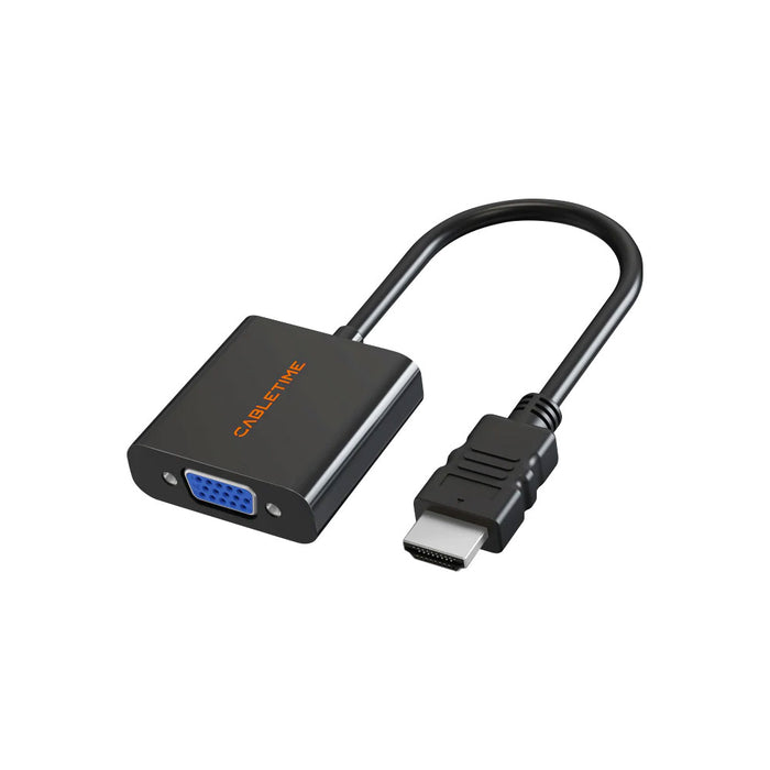 CABLETIME CP52B 0.2M 1080P HDMI MALE TO VGA FEMALE ADAPTER (CT-AV582-HAVGAG-B0.2) - CT-AV582-HAVGAG-B0.2