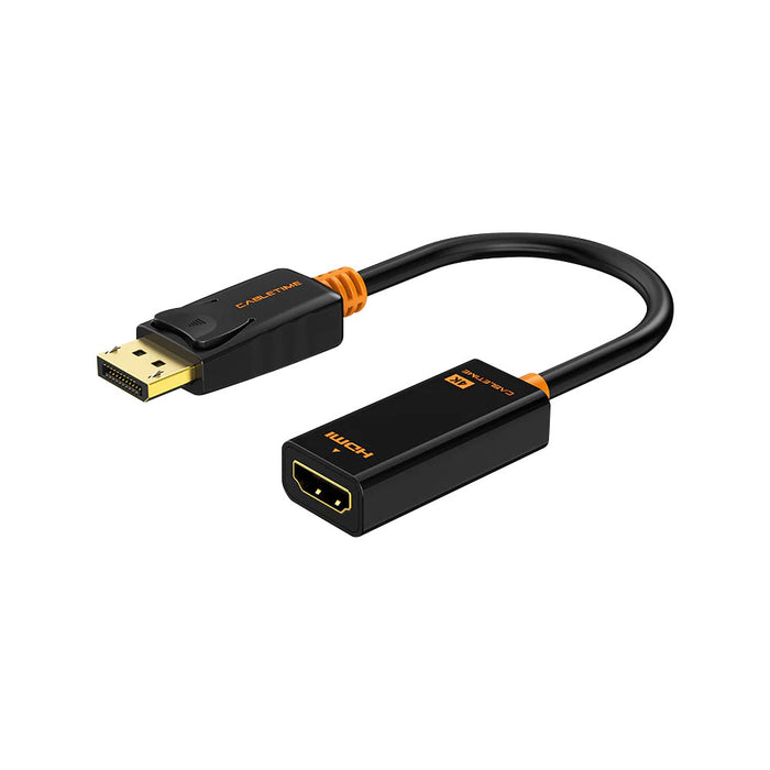 CABLETIME CP21B 20CM 4K @30HZ DISPLAYPORT MALE TO HDMI FEMALE ADAPTER (CT-AV586-01G-B0.2) - CT-AV586-01G-B0.2