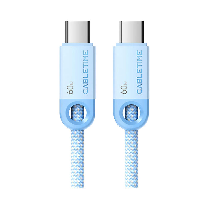 CABLETIME CUP3H 1M USB2.0 60W PD TYPE-C CHARGE AND SYNC CABLE - BLUE (CT-CM60-PBL1) - CT-CM60-PBL1-1M