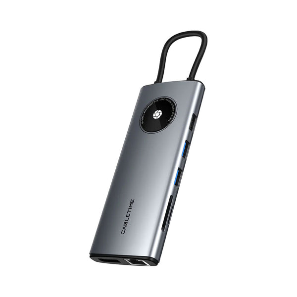 CABLETIME CB90G LENS SERIES 12-IN-1 USB3.0 TYPE-C 4K @30HZ PORT REPLICATOR WITH MST (CT-HUBL1-AG) - CT-HUBL1-AG