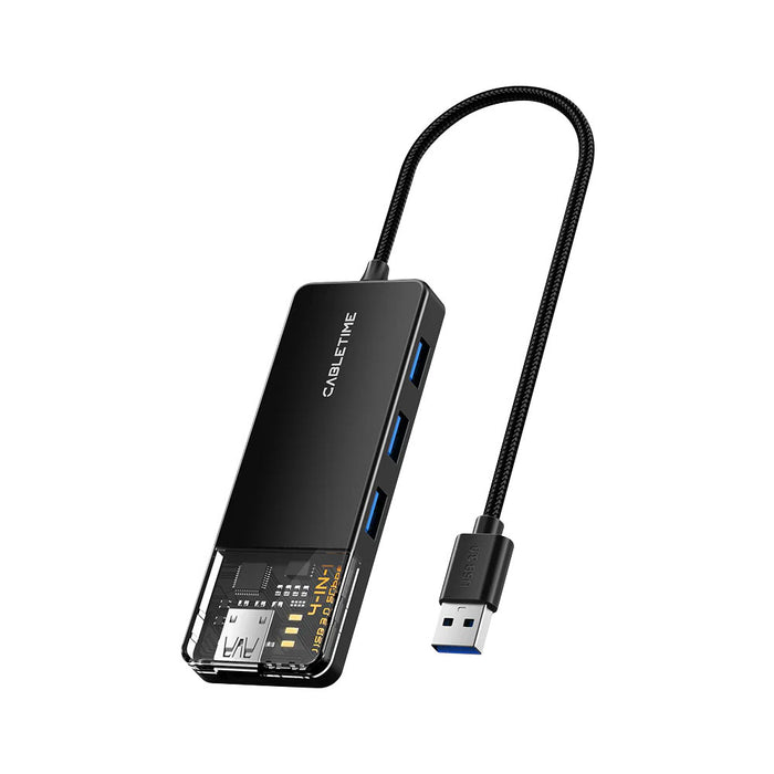 CABLETIME CB01B 20CM 4-PORT USB3.0 HUB (CT-HUBT1-PB) - CT-HUBT1-PB-0.2M