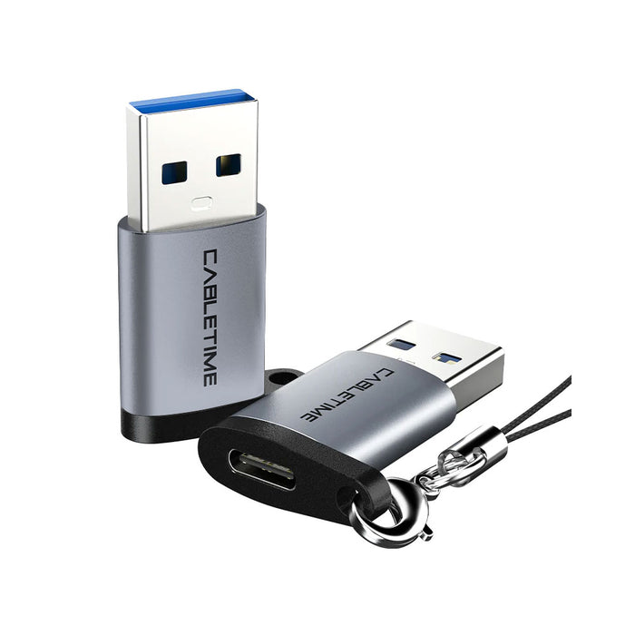 CABLETIME CP73G USB3.0 MALE TO USB TYPE-C OTG ADAPTER WITH KEYCHAIN LANYARD (CT-OTG-AMCF-AGL) - CT-OTG-AMCF-AGL
