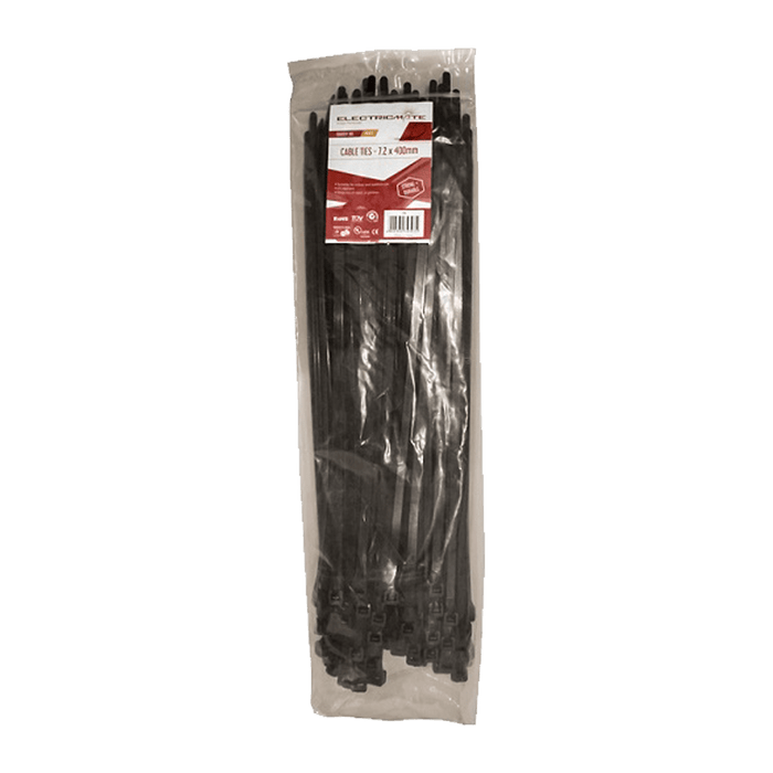 CT011 - CABLE TIES E/MATE BLACK 400X7.2MM P/100
