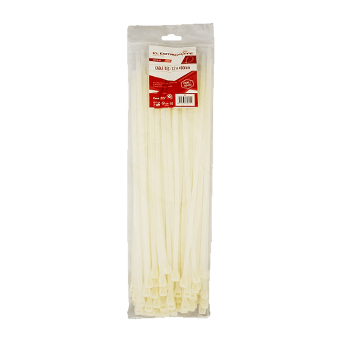 Cable Ties E/Mate White 400 X7.2 Mm P/100 Ct012