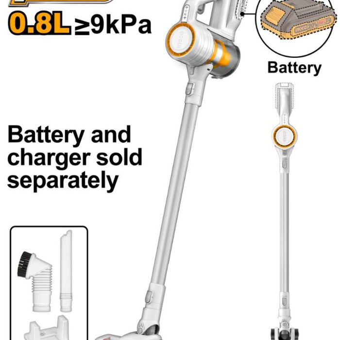 INGCO 20V Cordless Vacuum Cleaner CVLI20061 - Upright, 0.8L Capacity