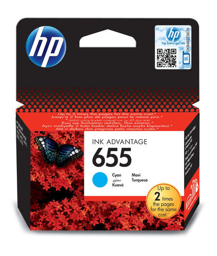 HP 655 Cyan Ink Cartridge-CZ110AE