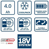 Bosch 18V 4.0Ah Battery Pack GBA 18V-4.0Ah Li-ion. Power Tool Battery for Bosch Cordless Tools. 1600A01922