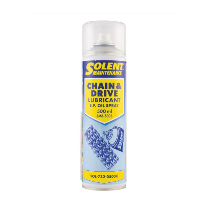 Solent Chain & Drive Lubricant Spray - E.P. Oil, 500ml. Motorcycle Chain Maintenance Spray