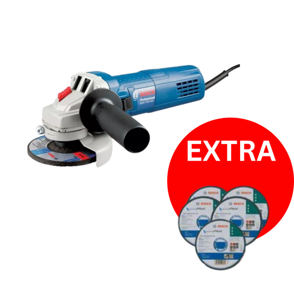 Bosch GWS 750-115 Angle Grinder Kit: Includes Tool and Extra Cutting Discs - High Performance Power Tool