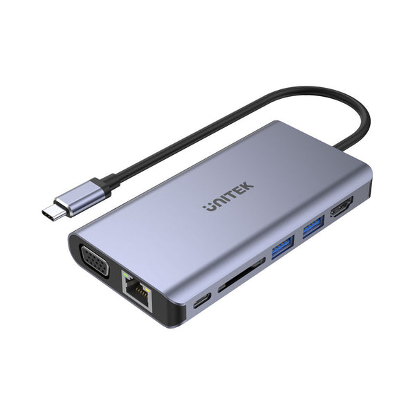 UNITEK USB TYPE-C 8IN1 ETHERNET HUB(D1019B)* - DS-USB-C-D1019B