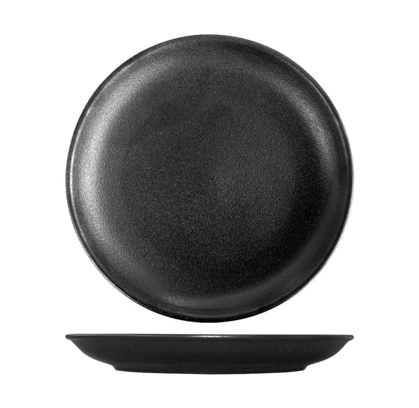 FORTIS TEMPEST Black Coupe Plate 29cm - Textured Ceramic Dining Plate Restaurant Ware
