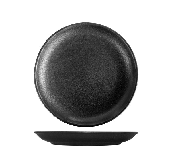 FORTIS TEMPEST Black Coupe Plate 26cm | Textured Ceramic Dinnerware | Restaurant Supplies