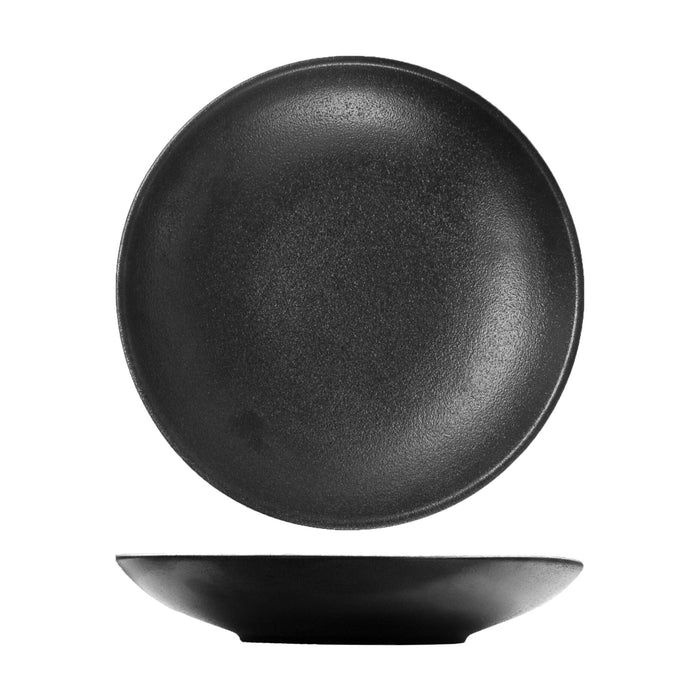 FORTIS TEMPEST Black Deep Coupe Plate 28cm - Textured Ceramic Dinnerware | Chavda.com
