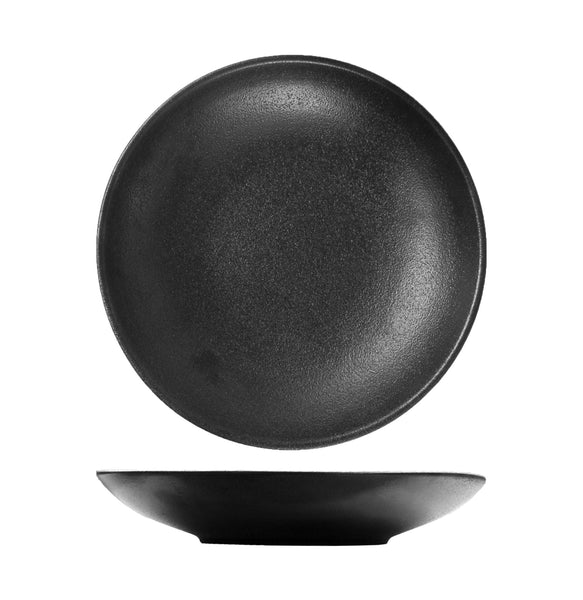 FORTIS TEMPEST Black Deep Coupe Plate 28cm - Textured Ceramic Dinnerware | Chavda.com