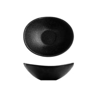 FORTIS TEMPEST Black Oval Sauce Dish 10cm | Textured Ceramic Dipping Bowl | Chavda.com