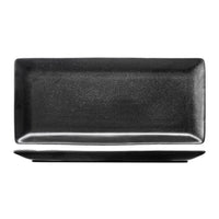 Fortis Tempest Black Rectangular Tray 37cm - Textured Ceramic Serving Plate | Chavda.com