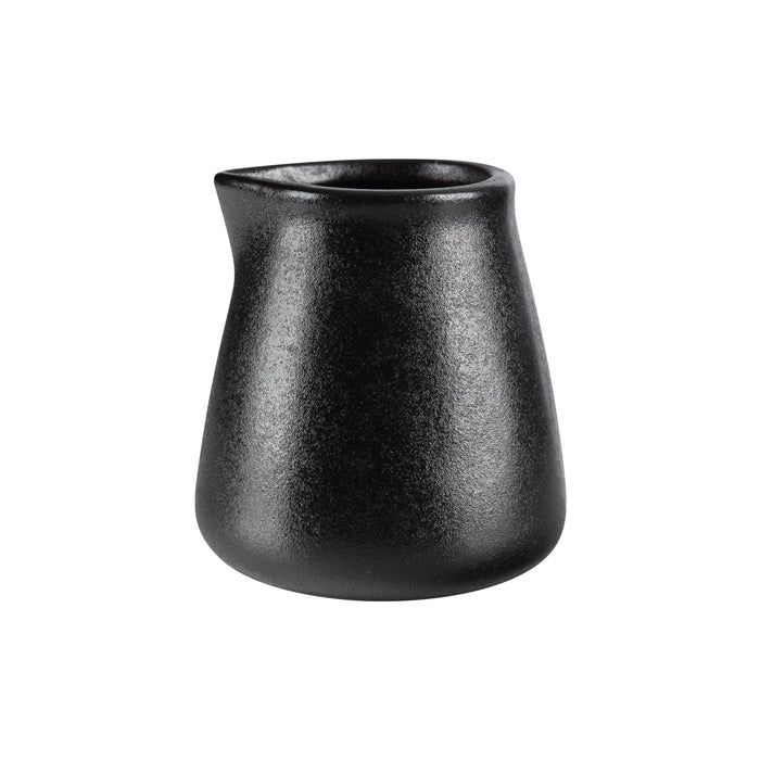 FORTIS TEMPEST Black Ceramic Jug, 10cl - Stylish unhandled milk jug or creamer pitcher, textured black.