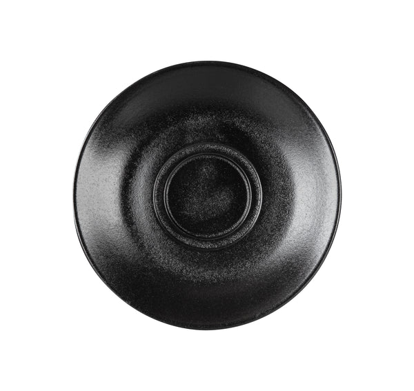 Fortis Tempest Black Textured Ceramic Double Well Saucer 15cm | Restaurant Dinnerware | Chavda.com
