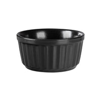 Black Ribbed Ramekin 9cm - FORTIS TEMPEST DA-1117 Ceramic Dish - Single Serve Dessert Bowl Baking