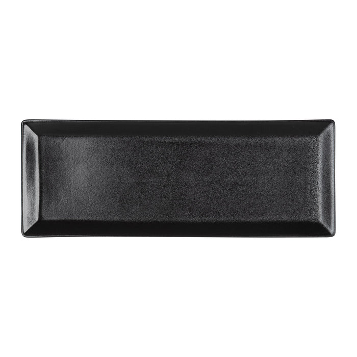 FORTIS TEMPEST Black Canape Tray 31cm - Textured Ceramic Serving Plate, Stylish Black Tray, Restaurant Quality - DA-1118