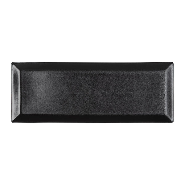 FORTIS TEMPEST Black Canape Tray 31cm - Textured Ceramic Serving Plate, Stylish Black Tray, Restaurant Quality - DA-1118