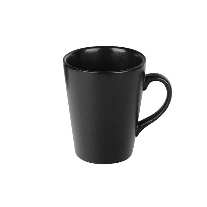 FORTIS Tempest Black Ceramic Bistro Mug - Textured Coffee Cup