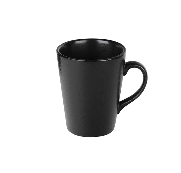FORTIS Tempest Black Ceramic Bistro Mug - Textured Coffee Cup