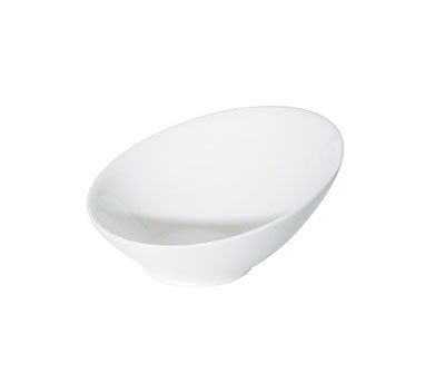 FORTIS PRIMA White Slant Top Bowl, 20cm Porcelain Serving Bowl - Modern Design | Chavda