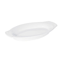 White Oval Baking Dish with Handles | Ceramic Catering Serving Dish | 20cm Earred Ovenware for Restaurant & Home