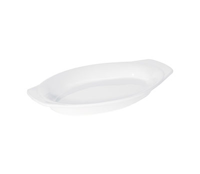 White Oval Baking Dish with Handles | Ceramic Catering Serving Dish | 20cm Earred Ovenware for Restaurant & Home