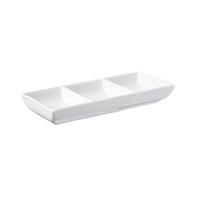White Porcelain Condiment Dish - 3 Section Serving Tray